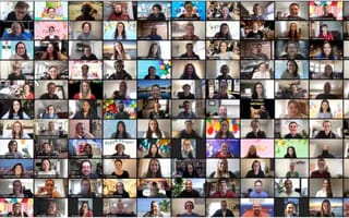 A screenshot of Zoom boxes of Panorama Education's team.