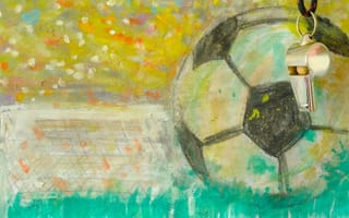 A watercolor painting of a soccer ball.