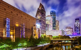 downtown houston at nighttime
