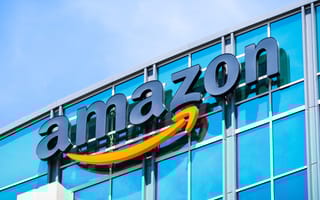 An exterior photo of an Amazon corporate building.