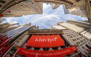 New York Stock Exchange is decorated for the initial public offering of Klaviyo