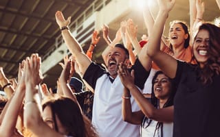 Candid photo of fans cheering in stands