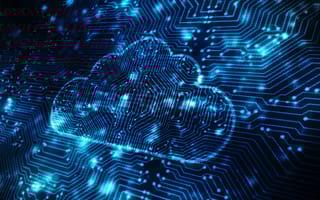 A rendering of a cloud covered in technology spots is pictured.