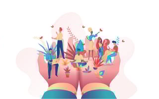 big hands holding small people