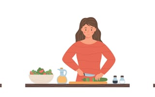 Three figures cook.