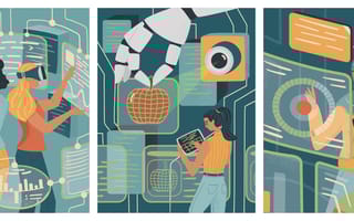 3 panels show women working in various tech roles