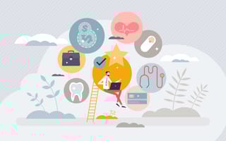 An illustration of an employee thinking about benefits