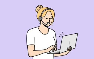 Flat vector minimalistic illustration of a young girl with headphones.