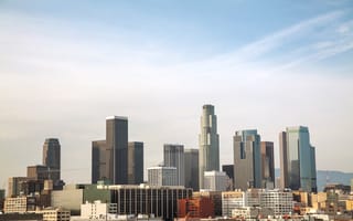 A photo of the los Angeles skyline..