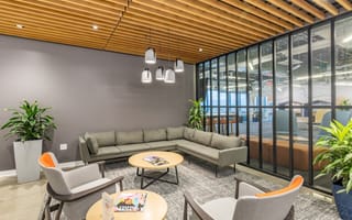 An interior lounge space in SmartBear's HQ office is pictured.