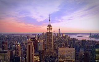 The NYC skyline is pictured.