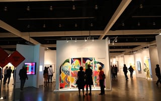 People looking at art.