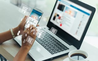 A person shops via e-commerce channels.