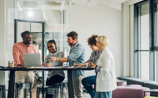 A team meeting at a tech company