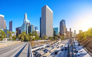 The skyline of Los Angeles on a sunny day.