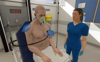 A screenshot of a virtual patient checkup is shown.