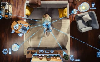 Photo of various IoT devices in a living room.