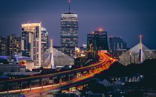 Boston skyline at night