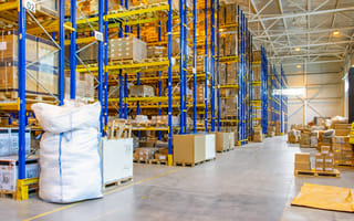 The interior of a warehouse is pictured.