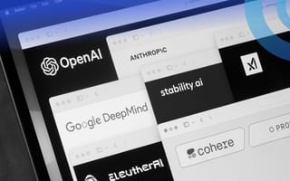 A computer screen is showing logos for large language models.
