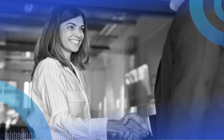 startup founder shaking hands with a banker