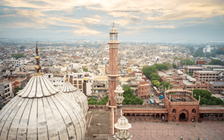 Aerial view of old Delhi from roof of Jama Masjid