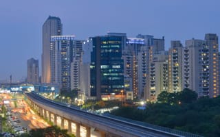 Noida skyline at night.