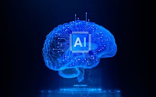 Hologram of a human and microprocessor.