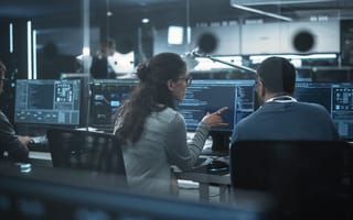 A photograph of a man and woman sitting side by side and looking at a computer screen.