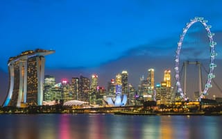 Singapore harbor at night