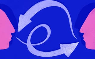 two illustrated heads talking to each other