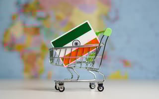 Indian flag in miniature shopping cart.