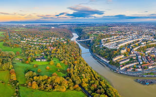 Aerial view of a river in Bristol