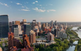 Aerial shot of Calgary, Alberta, Canada.