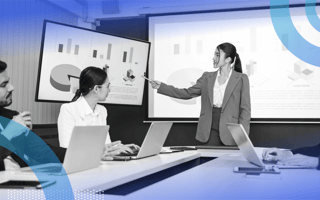 A founder is pitching her startup to investors.