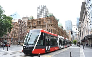 Street view of the light train in Sydney