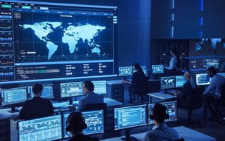 Cybersecurity team manages client networks from a command center.