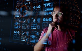 person looking at data screen
