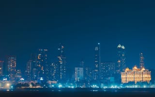 Mumbai skyline at night.