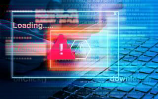 Depiction of malware attack virus alert.