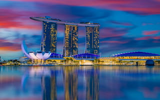 Singapore Marina Bay Sands and Financial District.