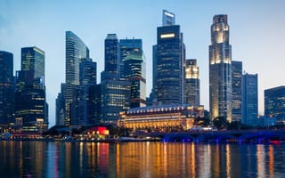 Singapore skyline and Marina Bay.