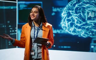 Tech founder showcases new AI product.