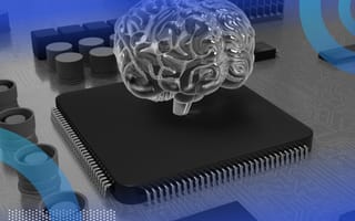 A brain on top of a hardware chip representing sentient AI.