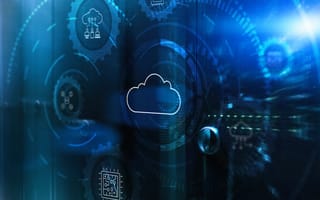Cloud computing icons in blue and green shades