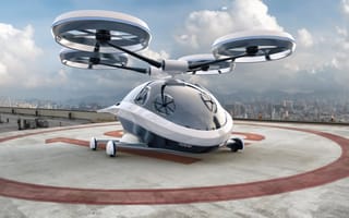 Air taxi prepares for takeoff.