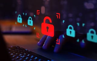digital padlocks hovering over keyboard