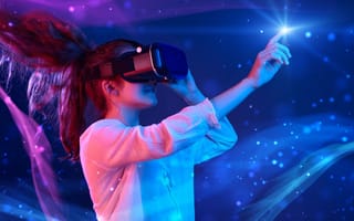 person wearing VR goggles