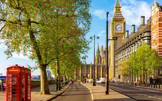 London street with red phone booth