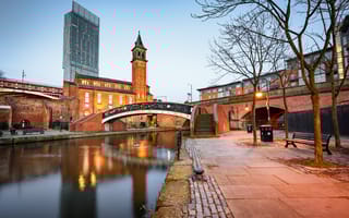 A canal in Manchester is pictured.